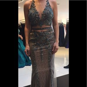 Jovani peacock color dress